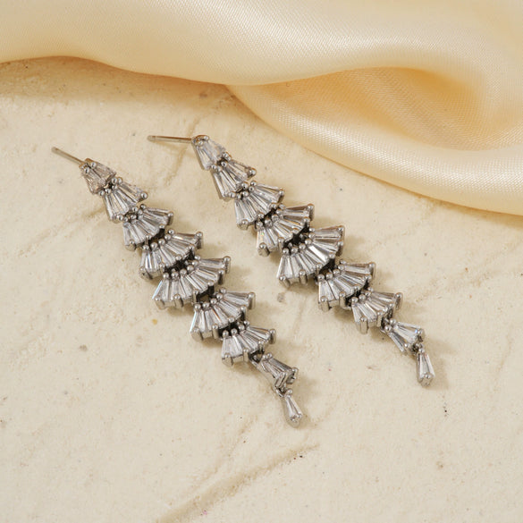 Wholesale High Luxury Zircon Earrings Copper Geometric Style For Women
