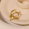 Wholesale High Quality Geometric Lines Irregular Stainless Steel Ring With Opening And Electroplating