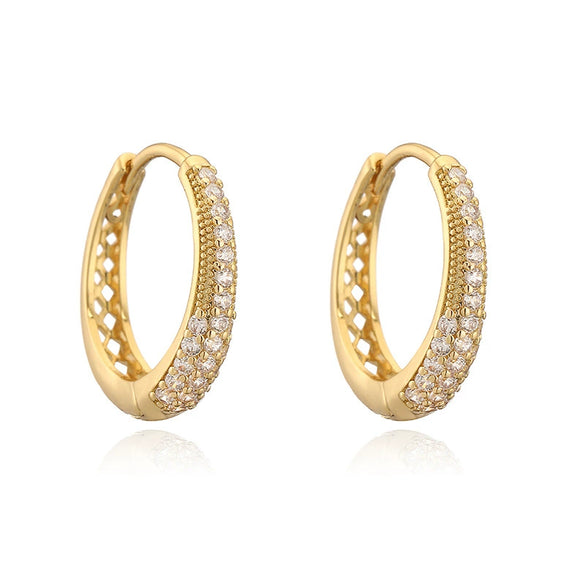 Wholesale Highend Copper Inlaid Colored Diamond Oval Ushaped Geometric Earrings For Women