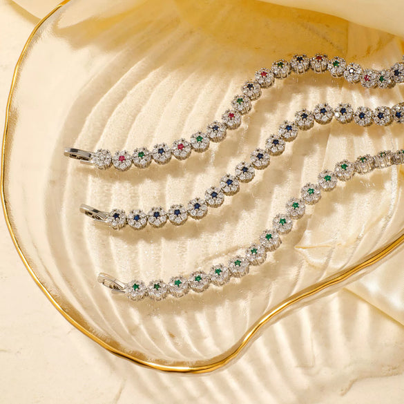 Wholesale Highend Copper Zircon Flower Shape Bracelet Jewelry For Women