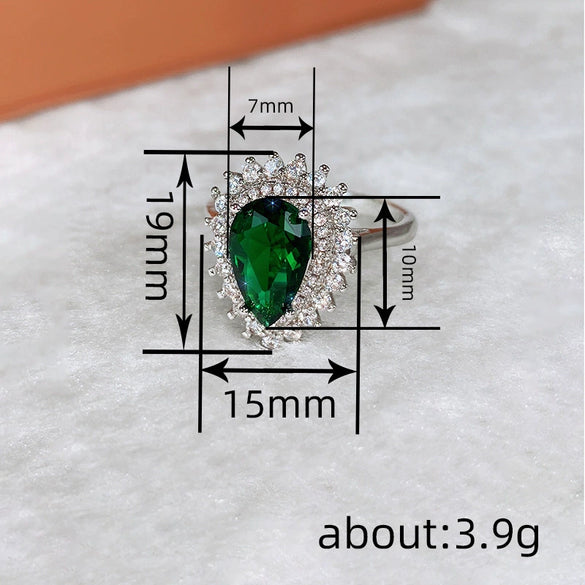 Wholesale Highend Dropshaped Copper Ring For Women With Zirconia And Geometric Design