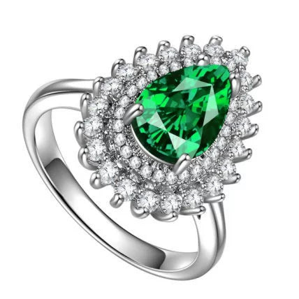 Wholesale Highend Dropshaped Copper Ring For Women With Zirconia And Geometric Design