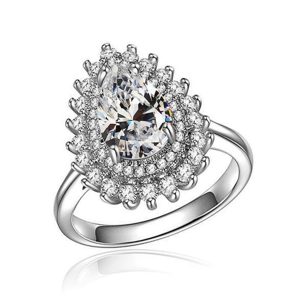 Wholesale Highend Dropshaped Copper Ring For Women With Zirconia And Geometric Design