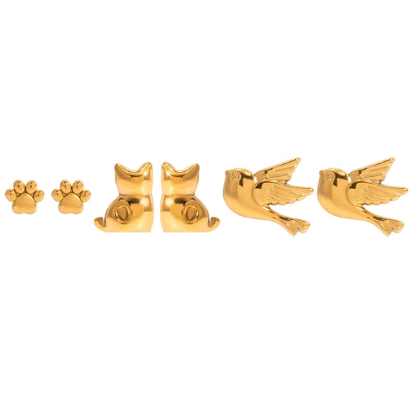 Wholesale Highend Electroplated Stainless Steel Animal And Zodiac Cat Claw Bird Earrings For Women