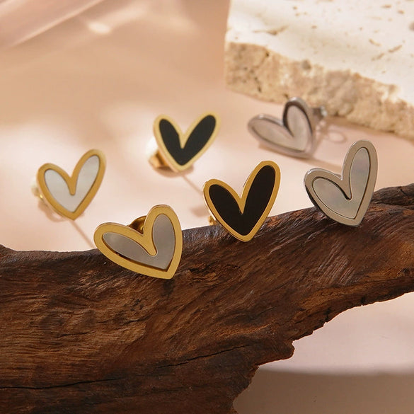 Wholesale Highend Electroplated Stainless Steel Heart Earrings For Women