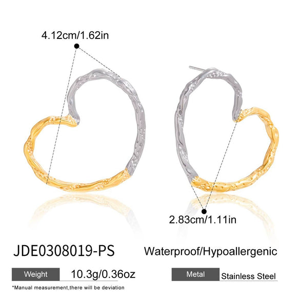 Wholesale Highend Electroplated Stainless Steel Heart Shape Geometric Earrings For Women