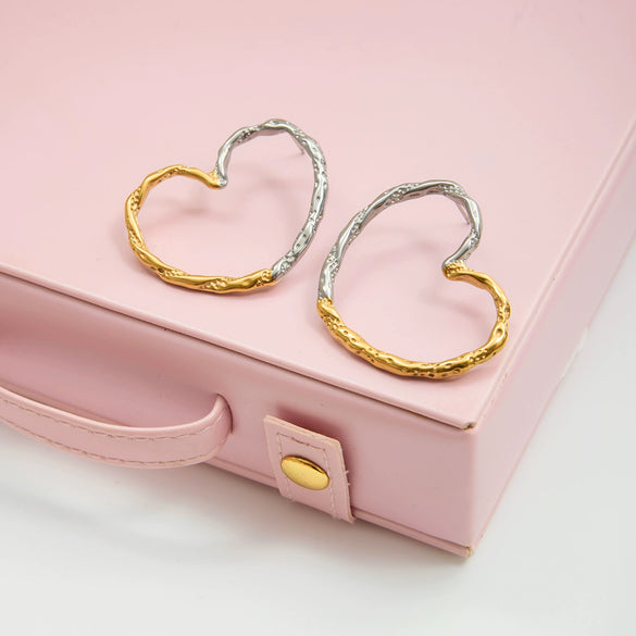 Wholesale Highend Electroplated Stainless Steel Heart Shape Geometric Earrings For Women