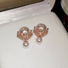 Wholesale Highend Feel Geometric Pearl Zircon Earrings With Electroplating