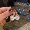 Wholesale Highend Feel Geometric Pearl Zircon Earrings With Electroplating