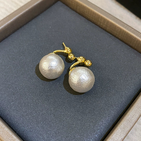 Wholesale Highend Feel Geometric Pearl Zircon Earrings With Electroplating
