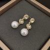 Wholesale Highend Feel Geometric Pearl Zircon Earrings With Electroplating