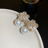 Wholesale Highend Feel Geometric Pearl Zircon Earrings With Electroplating