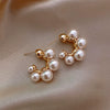 Wholesale Highend Feel Geometric Pearl Zircon Earrings With Electroplating