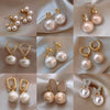 Wholesale Highend Feel Geometric Pearl Zircon Earrings With Electroplating