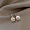 Wholesale Highend Feel Geometric Pearl Zircon Earrings With Electroplating