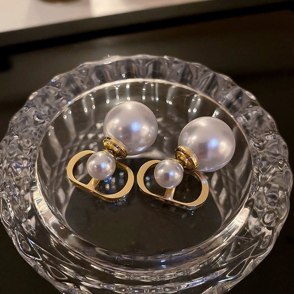 Wholesale Highend Feel Geometric Pearl Zircon Earrings With Electroplating