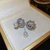 Wholesale Highend Feel Geometric Pearl Zircon Earrings With Electroplating