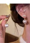 Wholesale Highend Feel Geometric Pearl Zircon Earrings With Electroplating