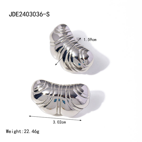 Wholesale Highend Geometric And Wave Pattern Electroplated Stainless Steel Earrings For Women