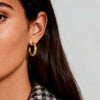 Wholesale Highend Geometric Cshaped Stainless Steel Metal Earrings For Women With Pvd Furnace Vacuum Real Gold Plating