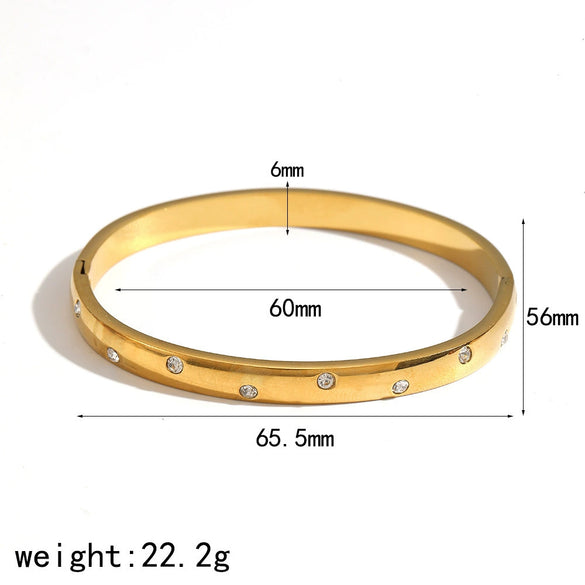 Wholesale Highend Geometric Diamondencrusted 18K Goldplated Stainless Steel Bracelet