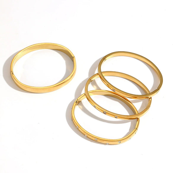 Wholesale Highend Geometric Diamondencrusted 18K Goldplated Stainless Steel Bracelet