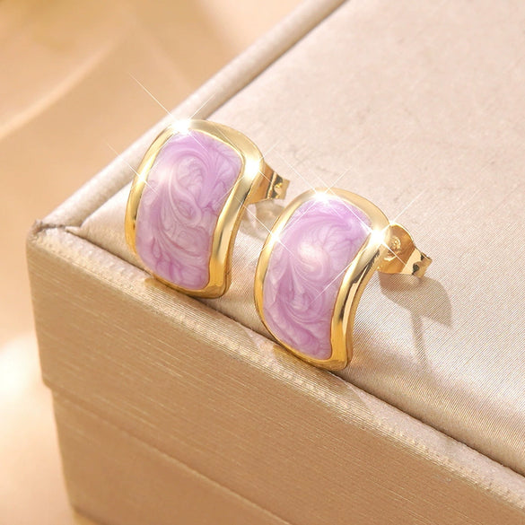 Wholesale Highend Geometric Stainless Steel Dripping Oil Earrings For Women