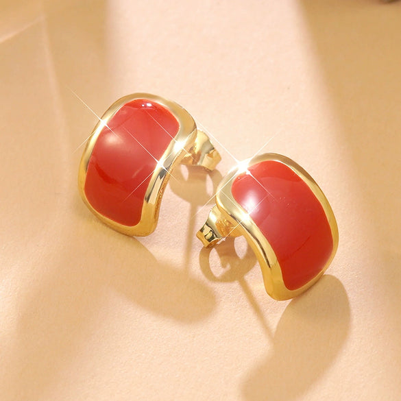 Wholesale Highend Geometric Stainless Steel Dripping Oil Earrings For Women