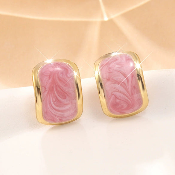 Wholesale Highend Geometric Stainless Steel Dripping Oil Earrings For Women