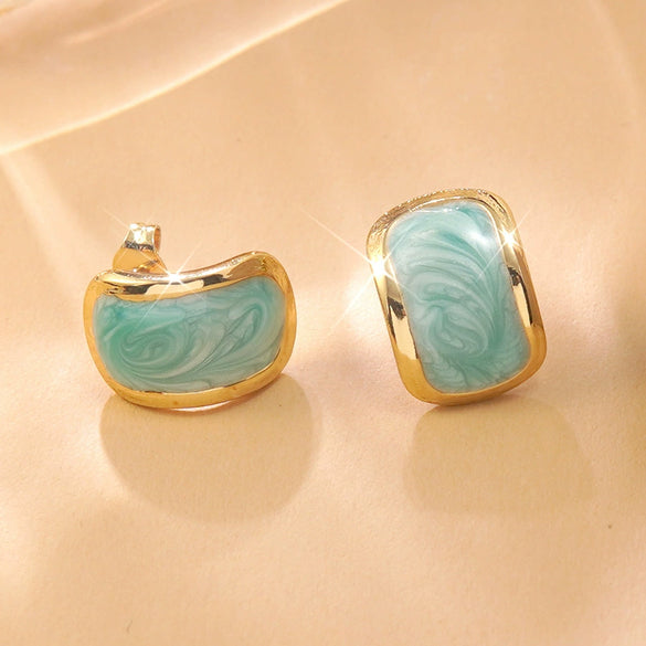 Wholesale Highend Geometric Stainless Steel Dripping Oil Earrings For Women