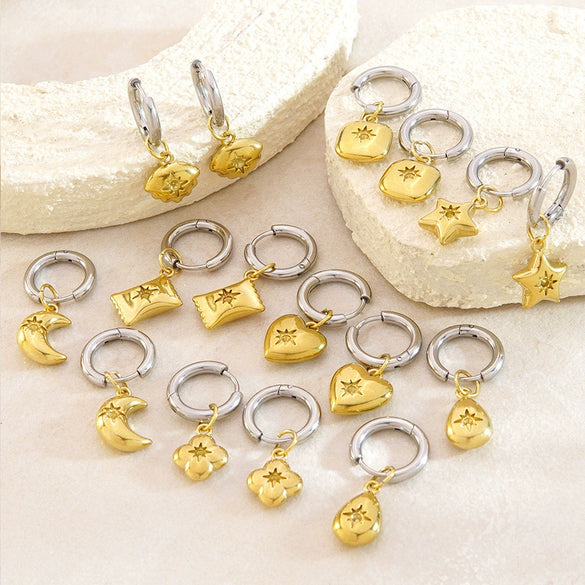 Wholesale Highend Geometric Stainless Steel 18K Gold Plated Women's Earrings