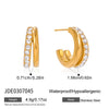 Wholesale Highend Geometric Stainless Steel Zircon Earrings For Women With Electroplating Design