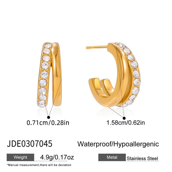 Wholesale Highend Geometric Stainless Steel Zircon Earrings For Women With Electroplating Design