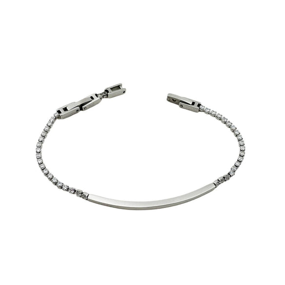 Wholesale Highend Geometric Stainless Steel Zircon Tennis Bracelet With Electroplating