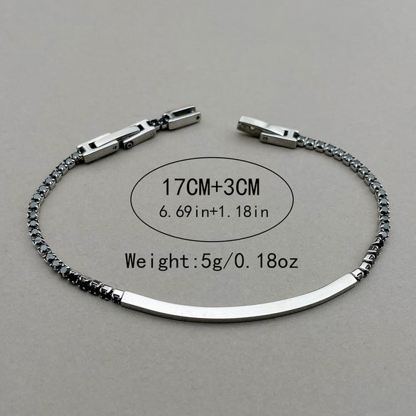 Wholesale Highend Geometric Stainless Steel Zircon Tennis Bracelet With Electroplating