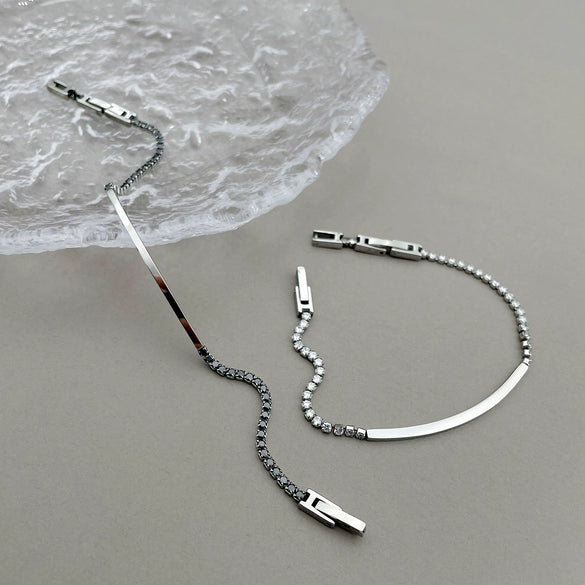 Wholesale Highend Geometric Stainless Steel Zircon Tennis Bracelet With Electroplating