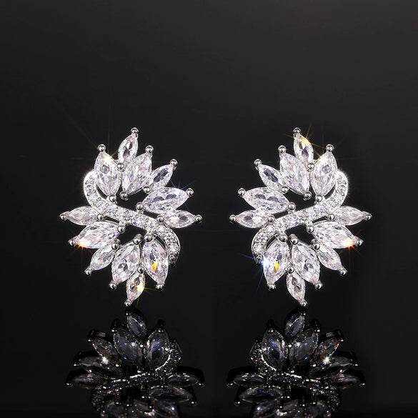 Wholesale Highend Geometric Zircon Earrings Copper Material