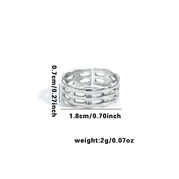 Wholesale Highend Heart Titanium Steel Hollow Ring With Butterfly And Cylindrical Splicing Electroplated Unisex