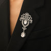 Wholesale Highend Luxury Alloy Full Diamond Carved Flower Crown Drop Shape Brooch Unisex Accessory Set With Diamonds