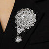 Wholesale Highend Luxury Alloy Full Diamond Carved Flower Crown Drop Shape Brooch Unisex Accessory Set With Diamonds