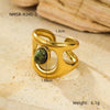 Wholesale Highend Open Ring Stainless Steel French Retro Irregular Geometric Hollow Inlaid Natural Stone Electroplated Women's