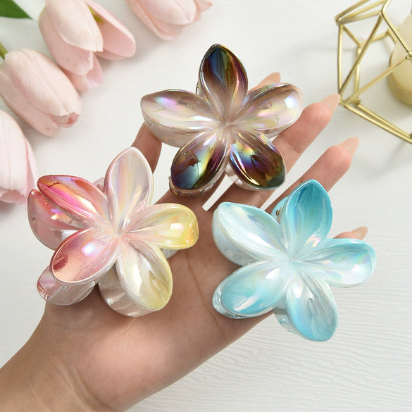 Wholesale Highend Plastic And Resin Hairpin With Plumeria Design And Electroplating Processing For Women