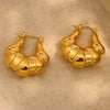 Wholesale Highend Retro Ear Jewelry Stainless Steel 18K Gold Plated Pocketshaped Geometric Threedimensional Hollow Earrings For Women