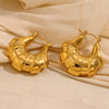 Wholesale Highend Retro Ear Jewelry Stainless Steel 18K Gold Plated Pocketshaped Geometric Threedimensional Hollow Earrings For Women
