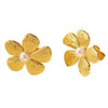 Wholesale Highend Stainless Steel Electroplated Flower Pearl Earrings For Women