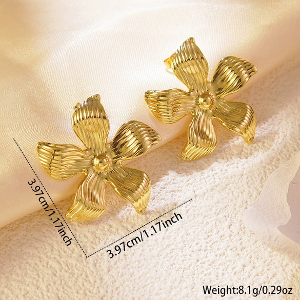 Wholesale Highend Stainless Steel Electroplated Flower Pearl Earrings For Women