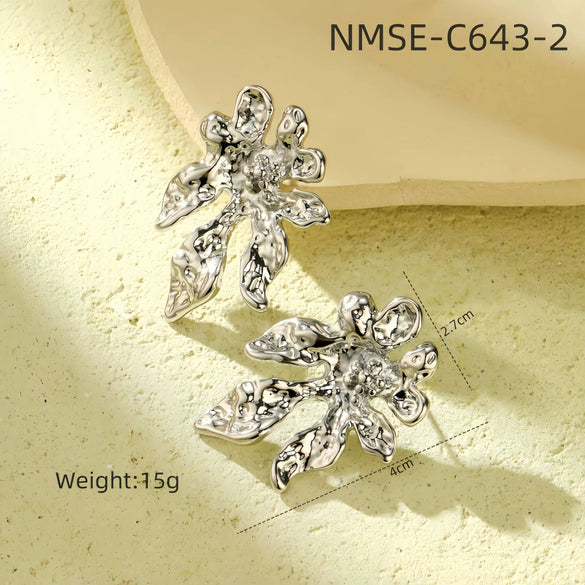 Wholesale Highend Stainless Steel Geometric Flower Earrings For Women With Electroplating Treatment Fashion Design