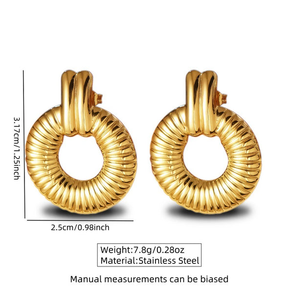 Wholesale Highend Stamped Geometric Stainless Steel Hoop Earrings For Women