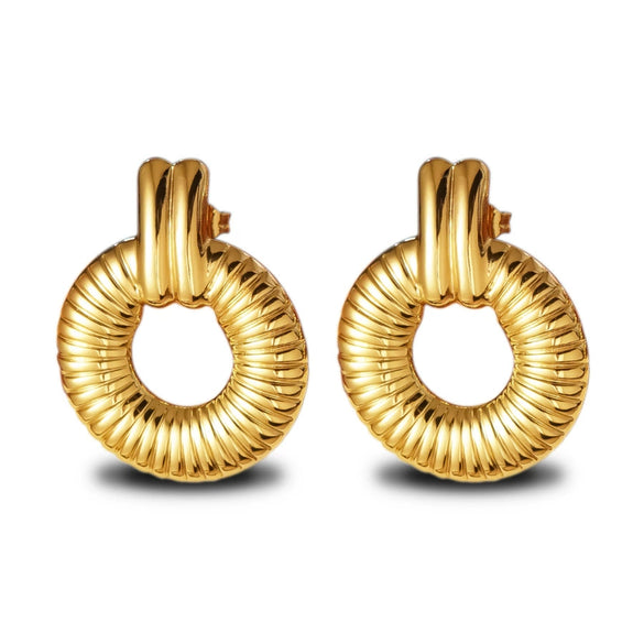 Wholesale Highend Stamped Geometric Stainless Steel Hoop Earrings For Women