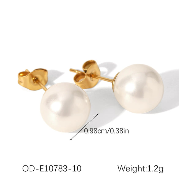 Wholesale Highend Women's Pearl Earrings In Geometric Shape Stainless Steel Titanium Steel With Pvd Vacuum Plating And Electroplating